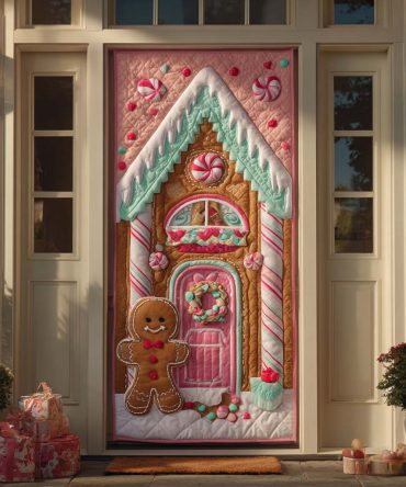 Peppermint Archway Quilted Door Cover
