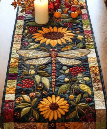 Petal Dragonfly Quilted Table Runner