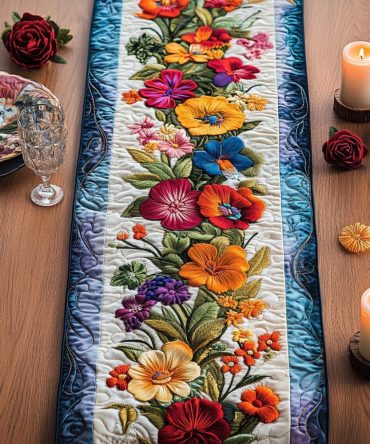 Petal Elegance Quilted Table Runner