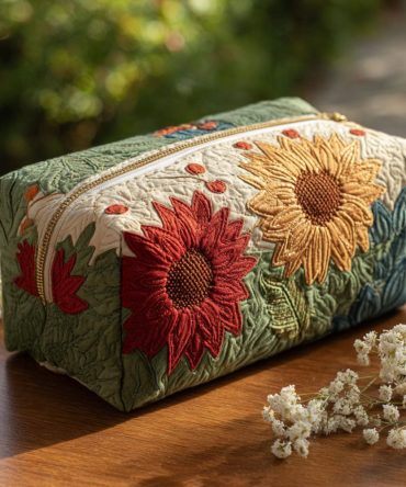 Petal Glow Quilted Makeup Bag