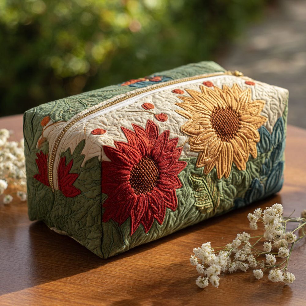 Petal Glow Quilted Makeup Bag