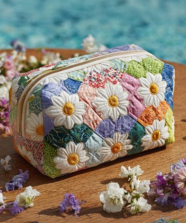 Petal Path Quilted Makeup Bag