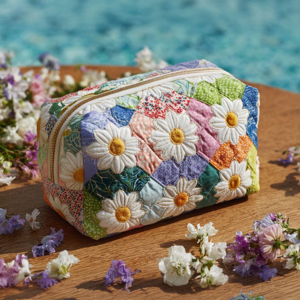 Petal Path Quilted Makeup Bag