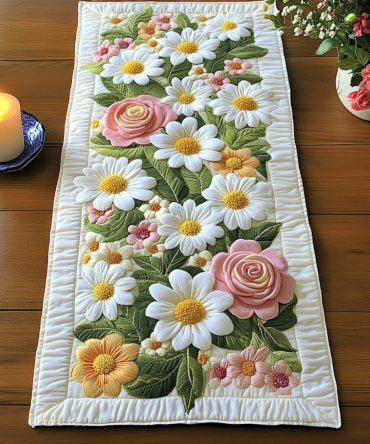 Petal Serenity Quilted Table Runner