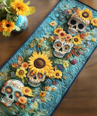 Petal Skull Quilted Table Runner