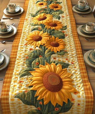 Petals Of Sunshine Quilted Table Runner
