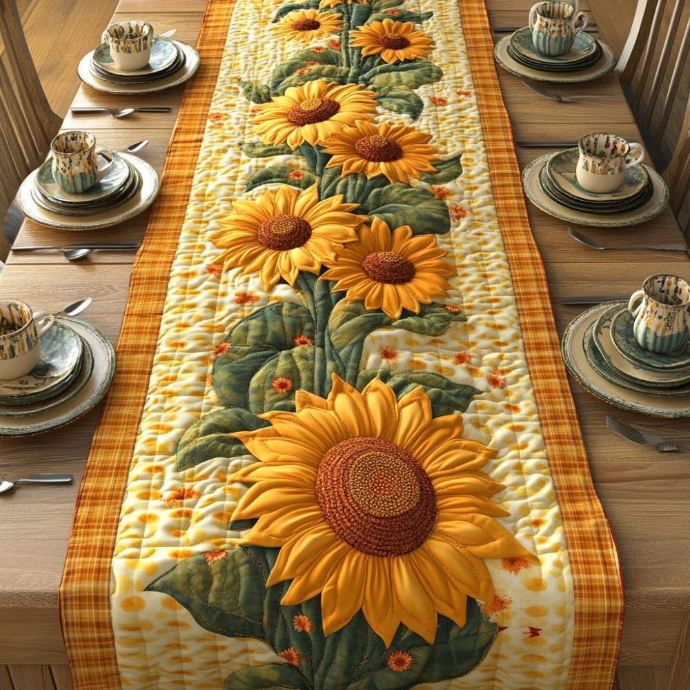 Petals Of Sunshine Quilted Table Runner
