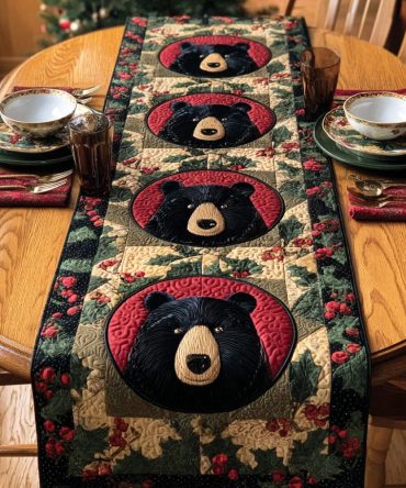 Pine Bear Quilted Table Runner