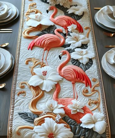 Pink Flamingo Quilted Table Runner