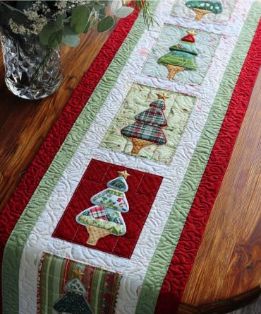 Plaid Trees Quilted Table Runner