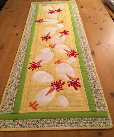 Playful Poultry Quilted Table Runner