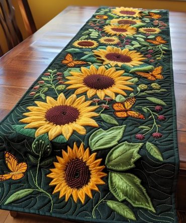 Playful Sunflowers Quilted Table Runner