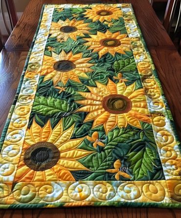 Playful Sunflowers Quilted Table Runner