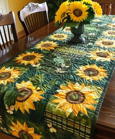 Playful Sunflowers Quilted Table Runner