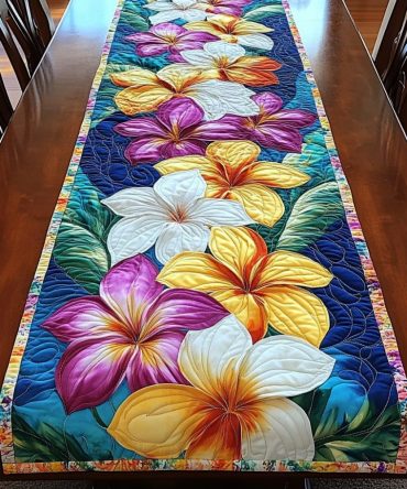 Plumeria Breeze Quilted Table Runner