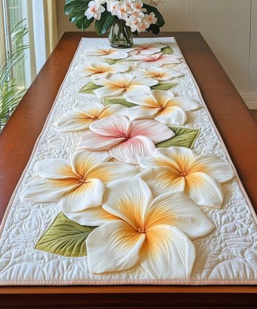 Plumeria Dream Quilted Table Runner