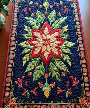 Poinsettia Bloom Quilted Table Runner