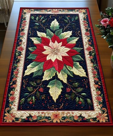 Poinsettia Perfection Quilted Table Runner