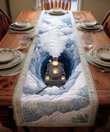Polar Train Trail Quilted Table Runner