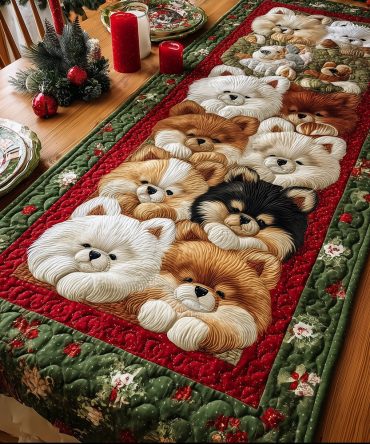 Pomeranian Magic Quilted Table Runner