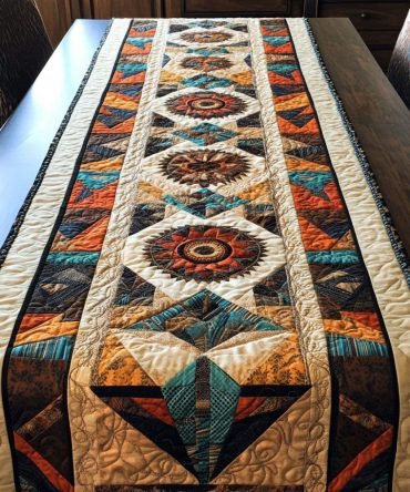 Prairie Points Quilted Table Runner