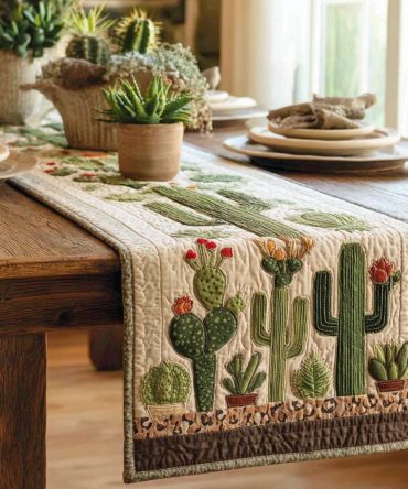 Prickly Charm Quilted Table Runner