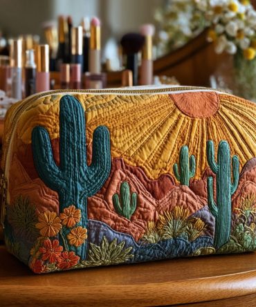 Prickly Hug Quilted Makeup Bag