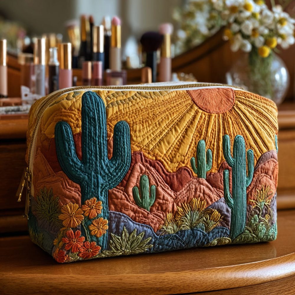 Prickly Hug Quilted Makeup Bag