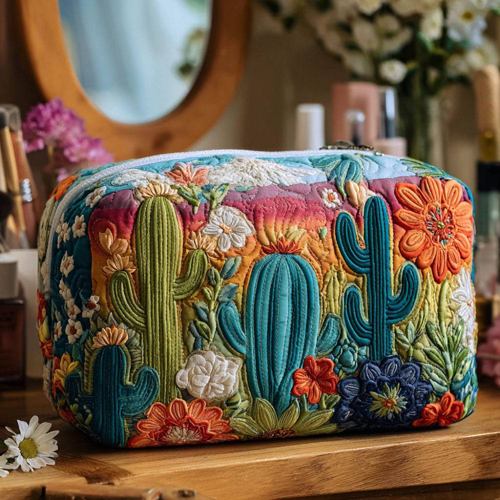 Prickly Whimsy Quilted Makeup Bag