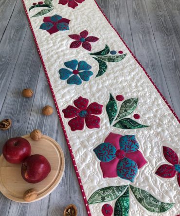 Pristine Blossom Quilted Table Runner