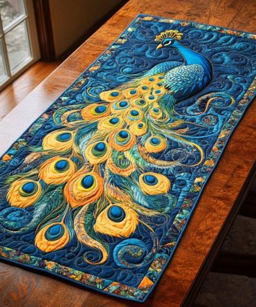 Proud Peacock Quilted Table Runner