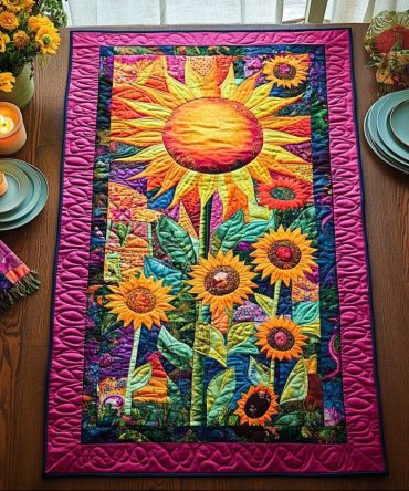 Psychedelic Garden Quilted Table Runner