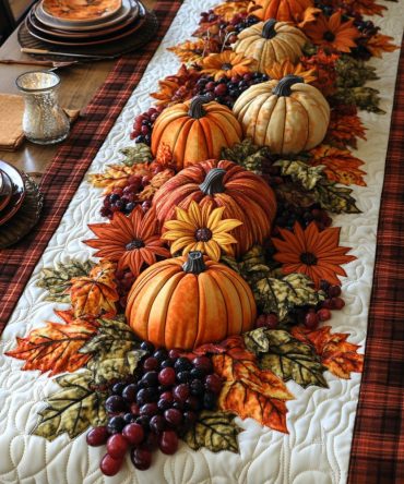 Pumpkin Parade Quilted Table Runner