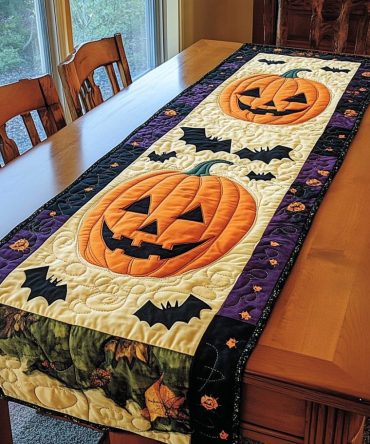 Pumpkin Charm Quilted Table Runner
