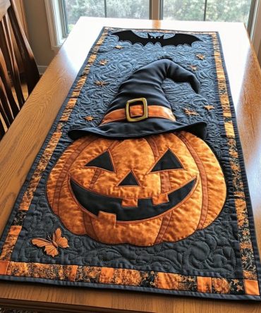 Pumpkin Delight Quilted Table Runner