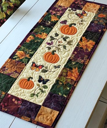 Pumpkin Fantasy Quilted Table Runner