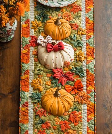 Pumpkin Gathering Joy Quilted Table Runner