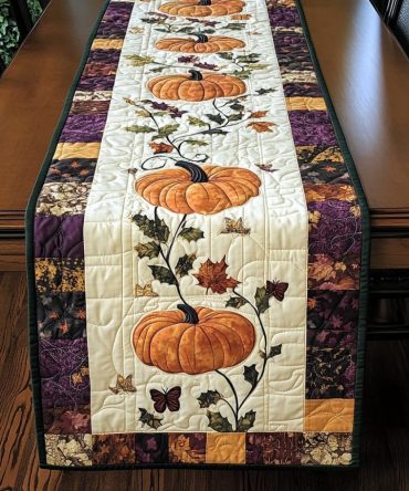 Pumpkin Glow Magic Quilted Table Runner