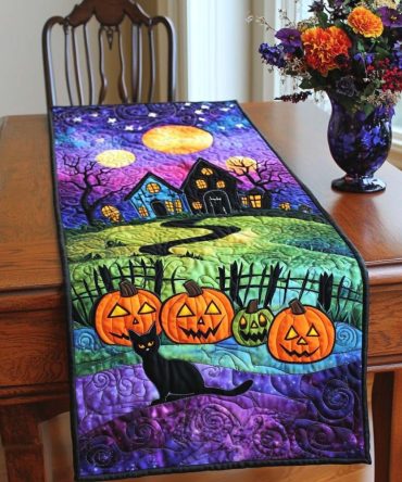 Pumpkin Glow Quilted Table Runner