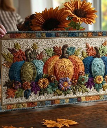 Pumpkin Glow Trail Quilted Table Runner