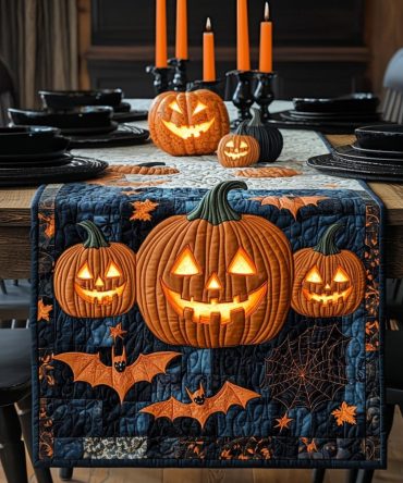 Pumpkin Mischief Quilted Table Runner