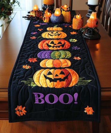 Pumpkin Parade Quilted Table Runner