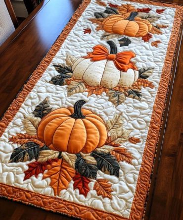 Pumpkin Patch Delight Quilted Table Runner