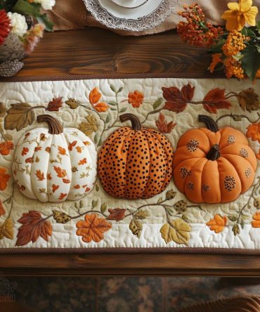 Pumpkin Patch Hugs Quilted Table Runner