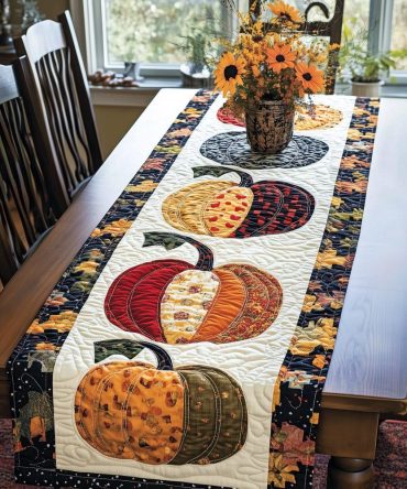 Pumpkin Row Quilted Table Runner