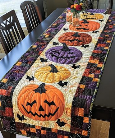 Pumpkin Row Quilted Table Runner