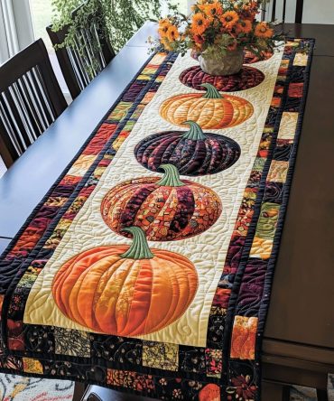 Pumpkin Spice Quilted Table Runner