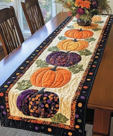 Pumpkin Quilted Table Runner