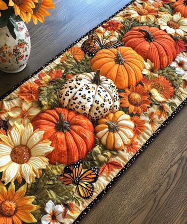 Pumpkin Trail Quilted Table Runner