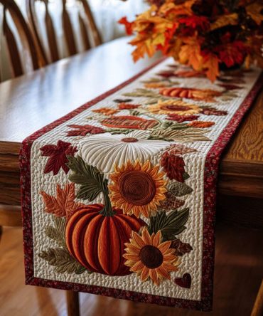 Pumpkin Trails Quilted Table Runner